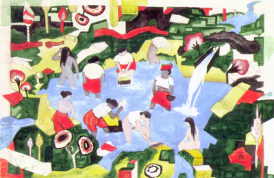 F.N. Souza (Artist), Woman Washing, 1944, Painting