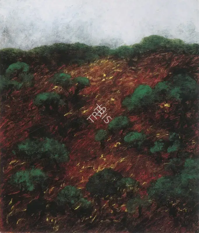 Paramjit Singh (Artist), Trees and the Red Ridge, 1989, Painting