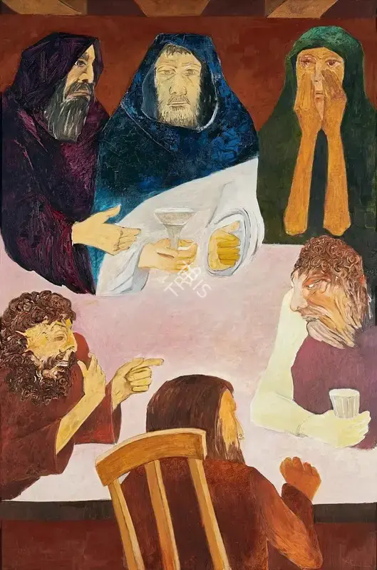 Khanna, Krishen (Artist). Jesus at Emmaus, c.2005 | Painting, AG.Mum/28.04.24, 2024 · Asta Guru