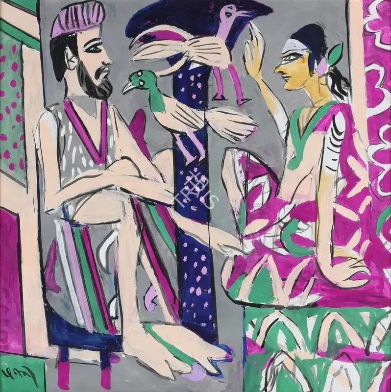 Subramanyan, K.G. (Artist). Untitled (Meeting of the Mystics), n.d. | Painting, Sa.Mum/16.02.17, 2017 · Saffronart