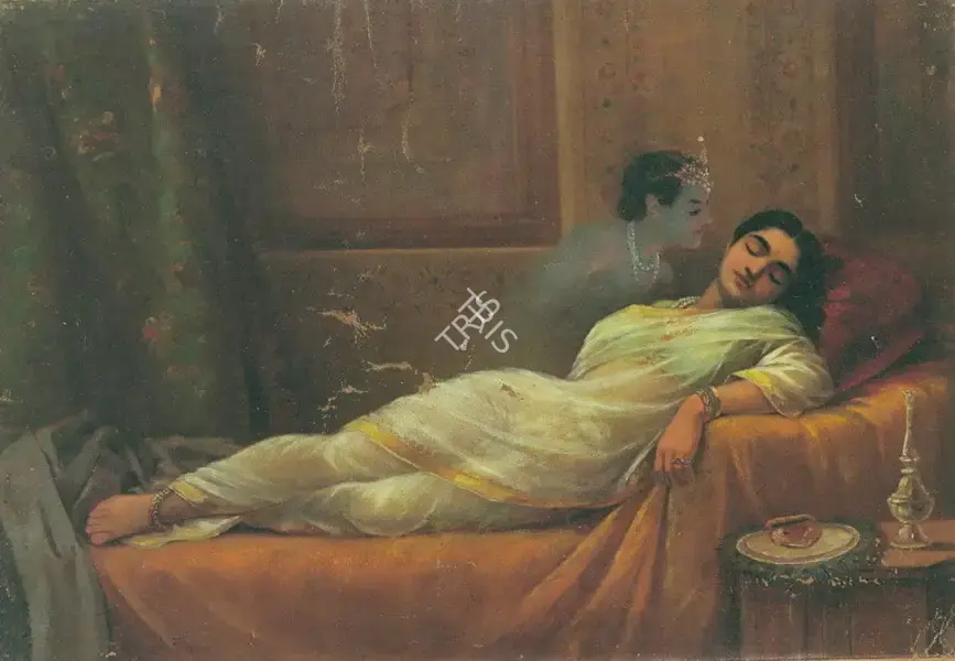 Varma, Raja Ravi (Artist). Radha's Dream, n.d. | Painting, So.Lon/08.06.00, 2000 · Sotheby's