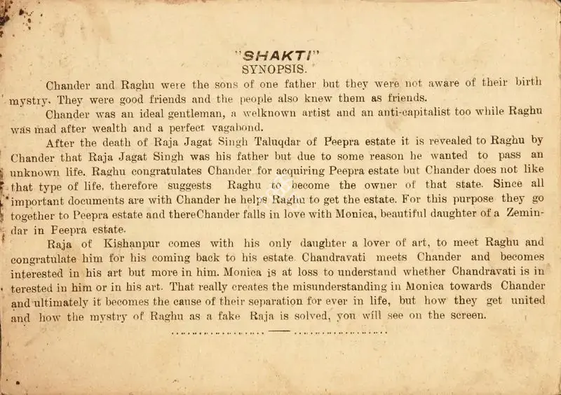 S.I. Hassan (Director), Shakti, 1948, Song-Synopsis Booklet