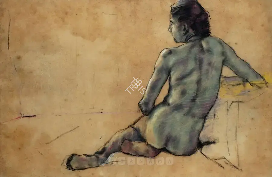 Bikash Bhattacharjee (Artist), Nude, 1961, Drawing