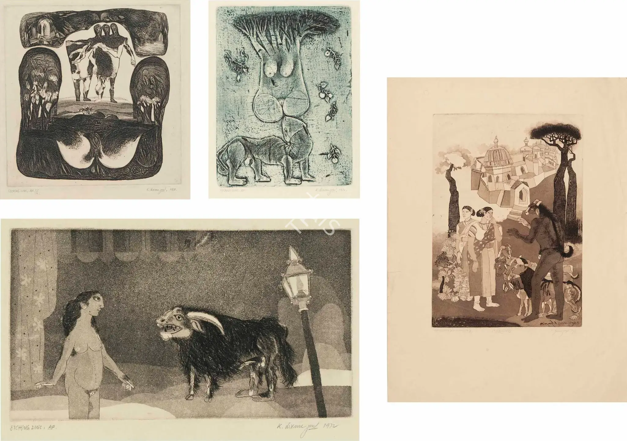 K. Laxma Goud (Artist), Untitled, 1970, Graphic Art
