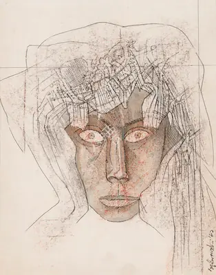 Ganesh Pyne (Artist), Untitled (Self Portrait), 1981, Painting