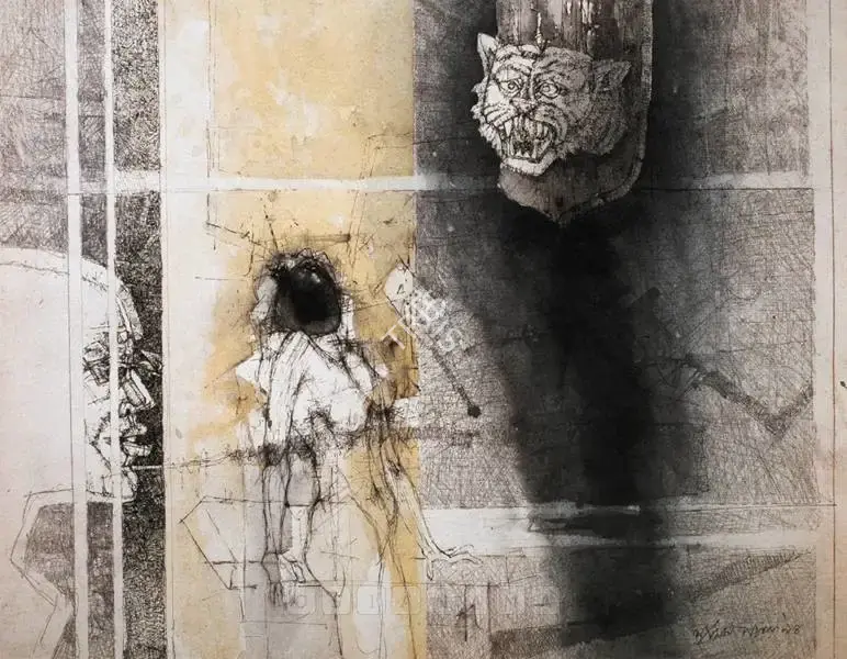 Ray, Shyamal Dutta (Artist). Death Of A Dream, 1973 | Painting, Sa.Onl/07.06.07, 2007 · Saffronart