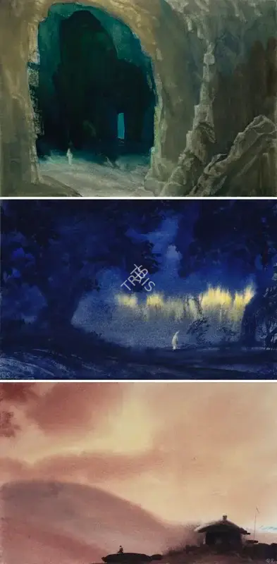 Sen, Bireshwar (Artist). The Haunted Cave, 1974 | Painting, Os.Mum/19.01.08, 2008 · Osian's