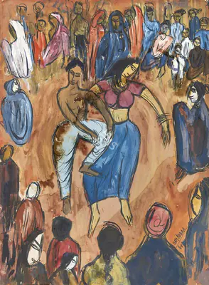 Ramkumar (Artist), Untitled (Dancers), 1949, Painting