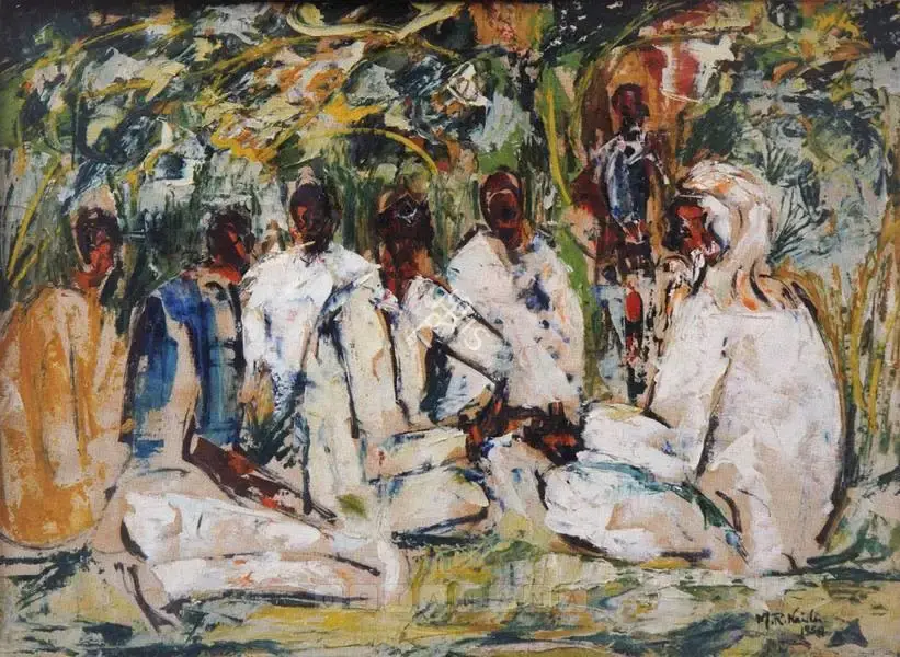 Reddeppa Naidu (Artist), Village Talk, 1958, Painting