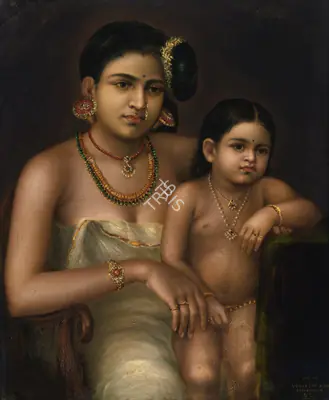 Ramaswamy Naidu (Artist), Untitled (Mother And Child), 1873, Painting