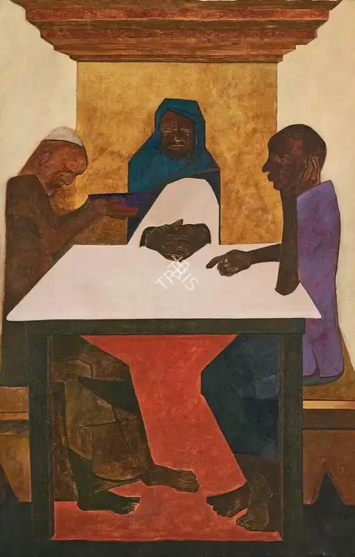 Khanna, Krishen (Artist). Meeting at Emmaus, 1979 | Painting, Pu.Onl/07.12.23, 2023 · Pundole