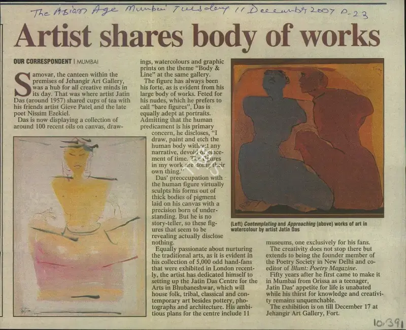 Artist Shares body of works, 2007, Newspaper Clipping