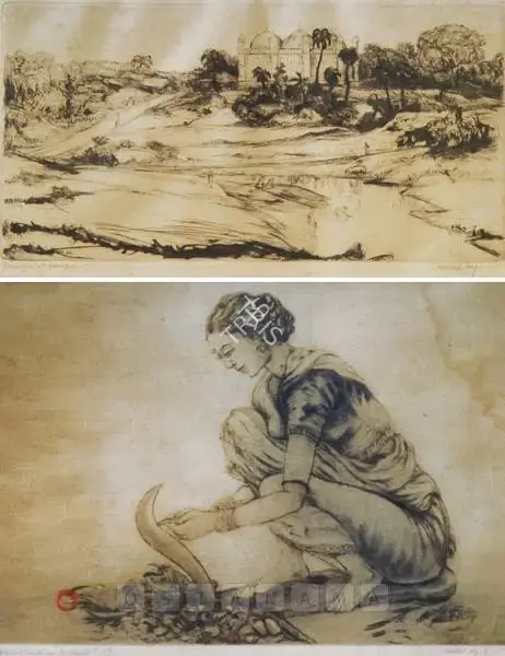 Mukul Dey (Artist), A Mosque at Monghyr, Graphic Art