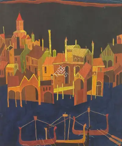 S.H. Raza (Artist), Untitled (Venice), 1952, Painting