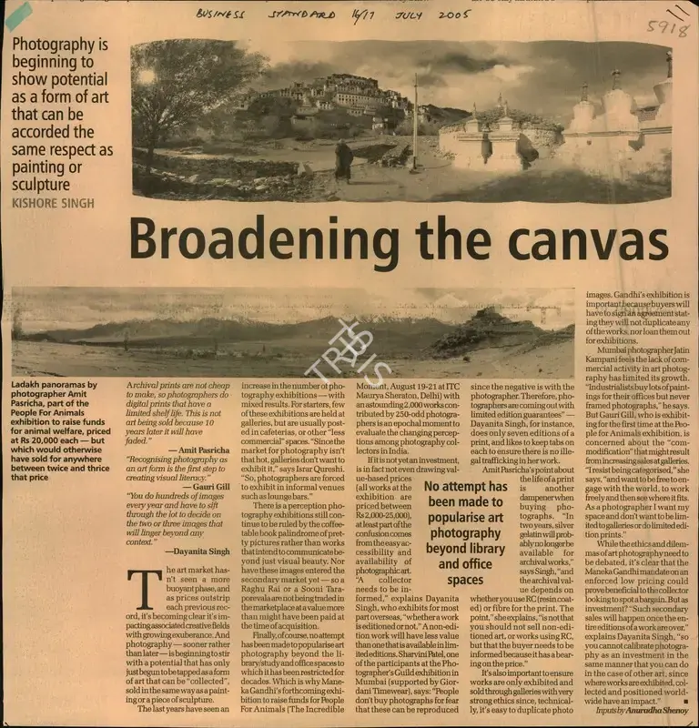 Anuradha Shenoy (Reporter), Broadening the Canvas, 2005, Newspaper Clipping