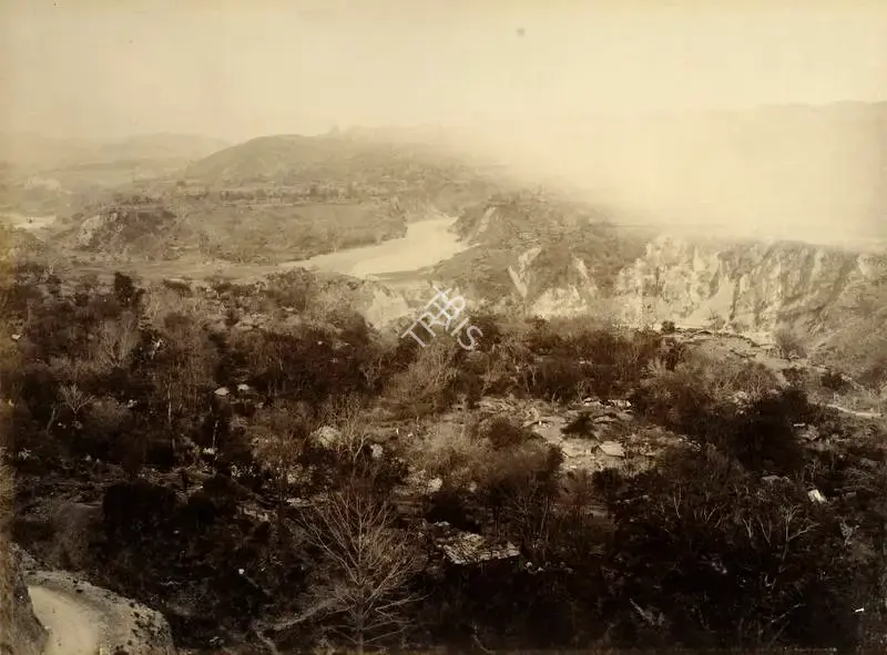 Unknown (Photographer), Dharmsala with View of Beas River. Ruins in fore ground, 1900, Antiquarian Photograph