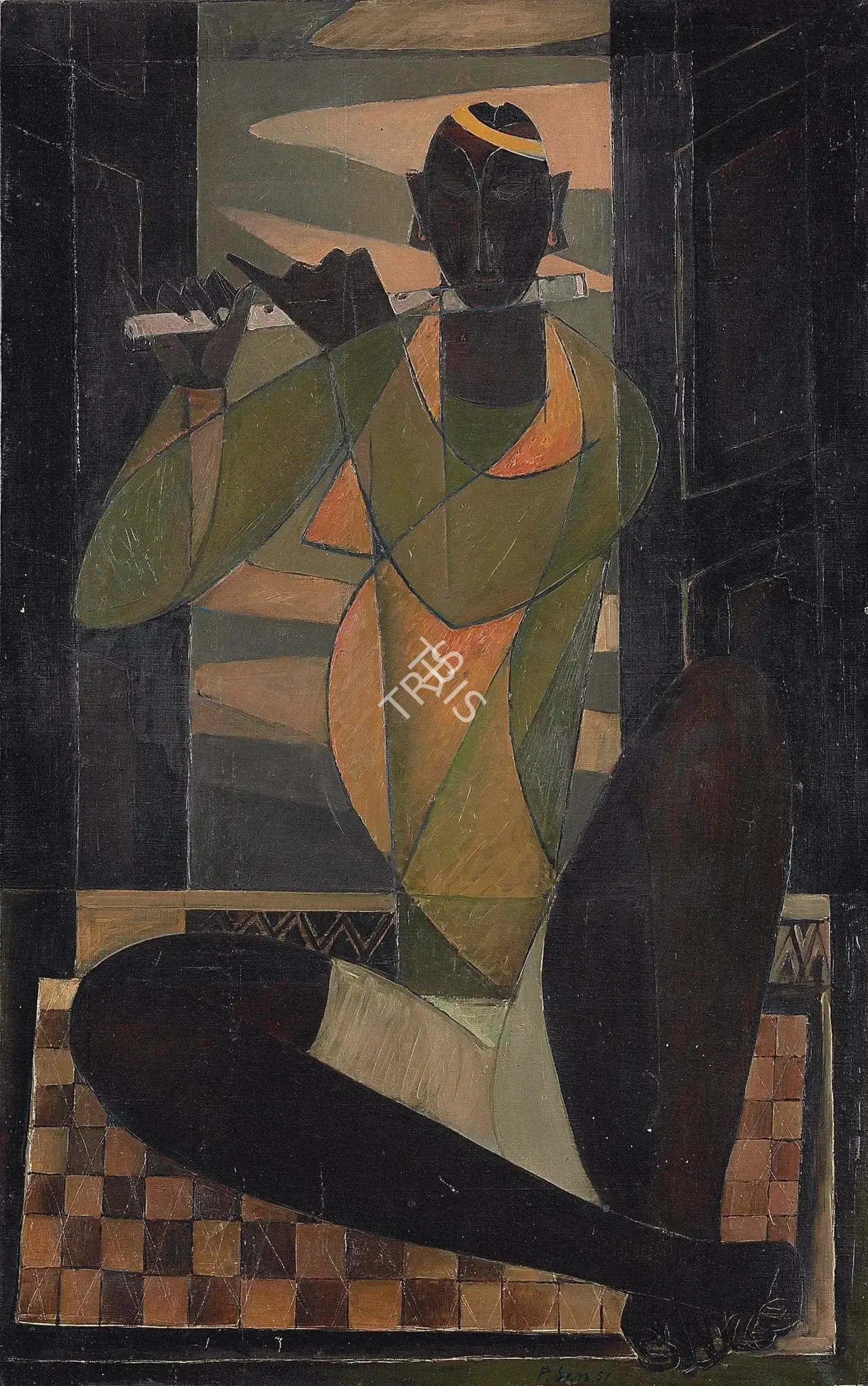 Sen, Paritosh (Artist). Untitled (Joueur De Flute), 1951 | Painting, Ch.Lon/11.06.12, 2012 · Christie's