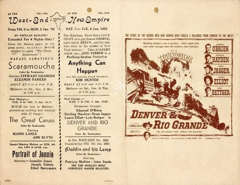 Byron Haskin (Director), Denver & Rio Grande, 1952, Handbill