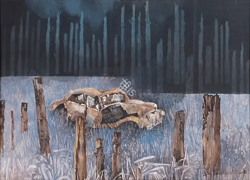 Ray, Shyamal Dutta (Artist). Relic, 1983 | Painting, Os.Mum/02.12.05, 2005 · Osian's