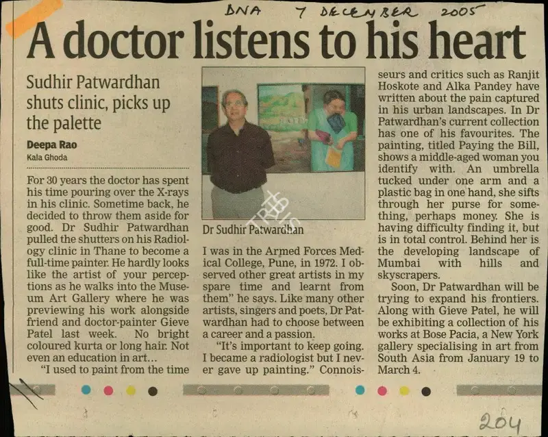 Deepa Rao (Reporter), A Doctor Listens to His Heart, 2005, Newspaper Clipping