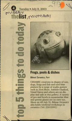 Top 5 Things to Do Today, 2003, Newspaper Clipping