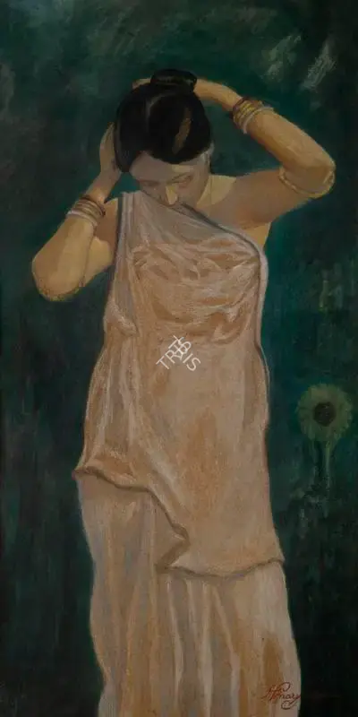 Hemendranath Mazumdar (Artist), Untitled (After the Bath), Painting