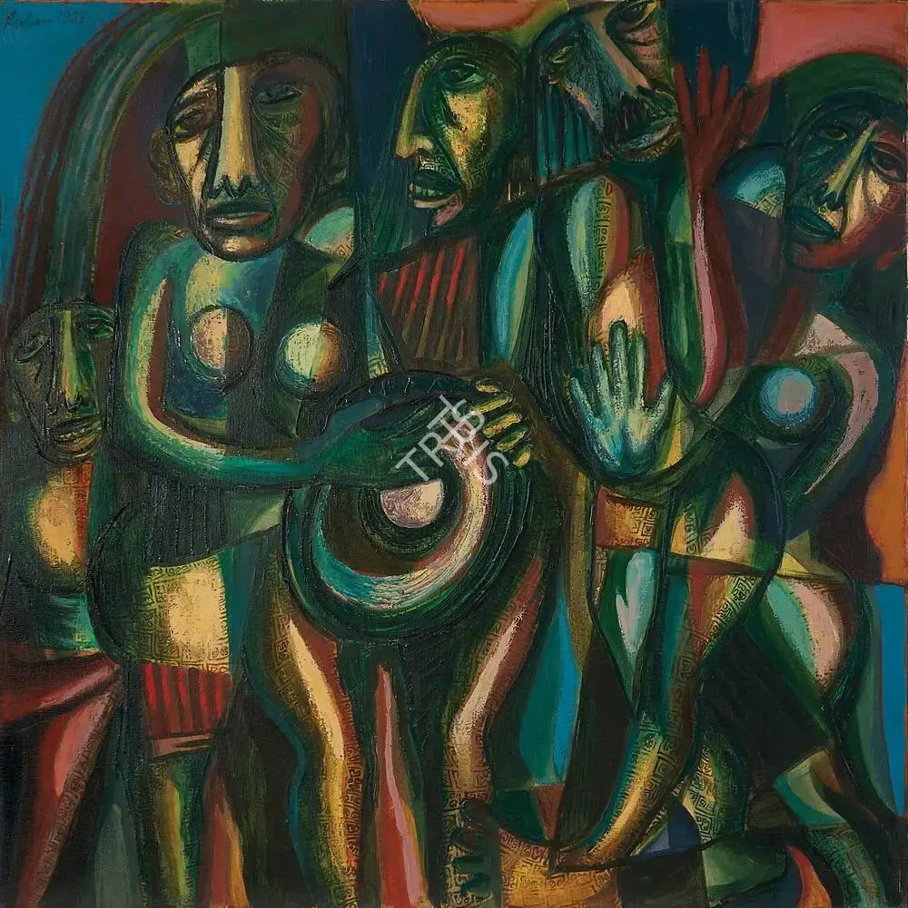 Mondal, Rabin (Artist). Nocturnal Festival, 1988 | Painting, AG.Onl/28.10.23, 2023 · Asta Guru