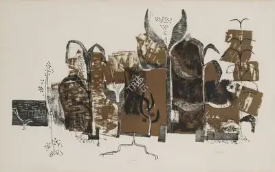 V.S. Gaitonde (Artist), Garden, 1958, Graphic Art
