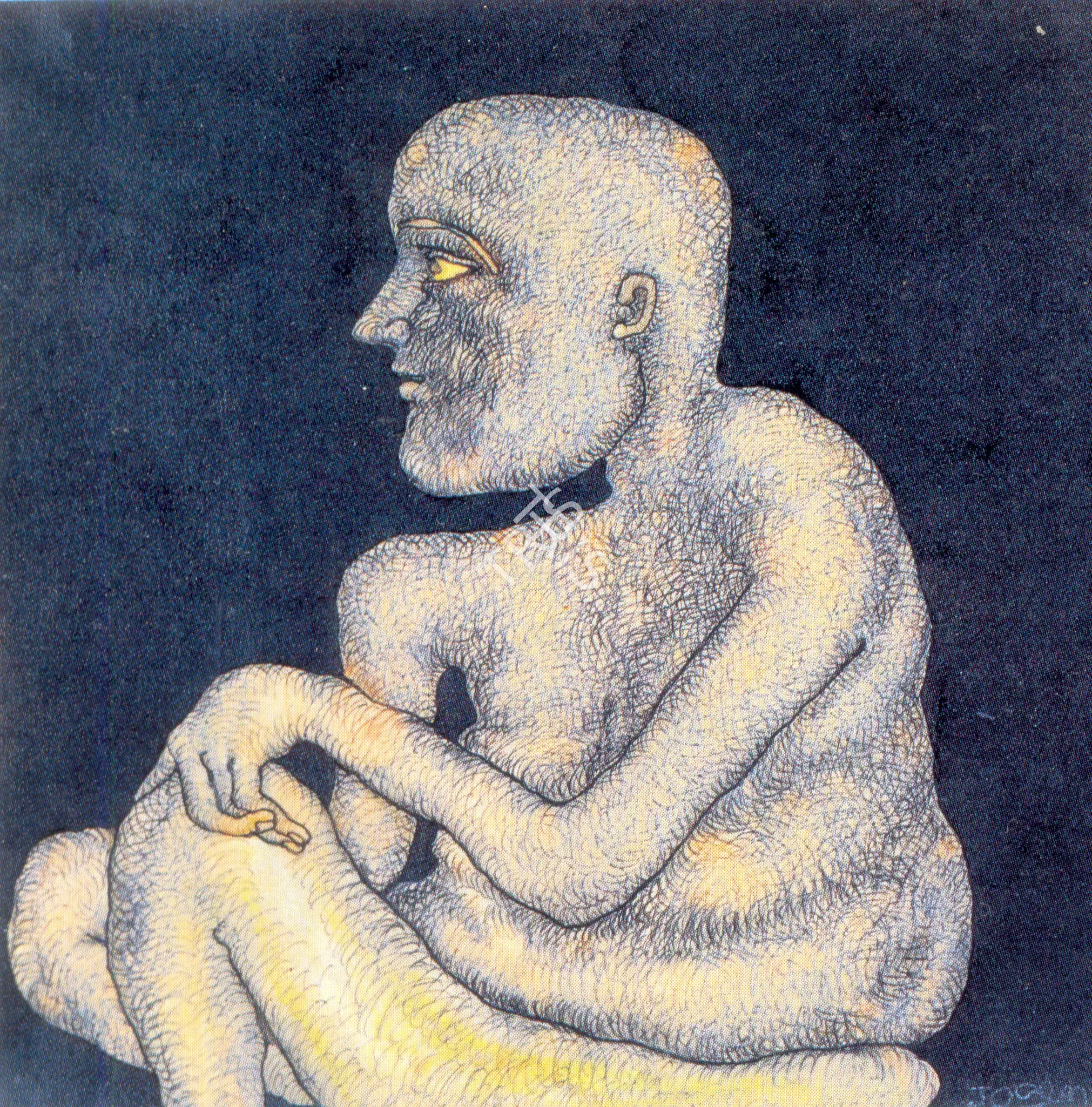 Jogen Chowdhury (Artist), Man VII, 1980, Painting