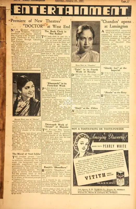 "Khazanchi" in its Forty-First Week, 1942, Film Review