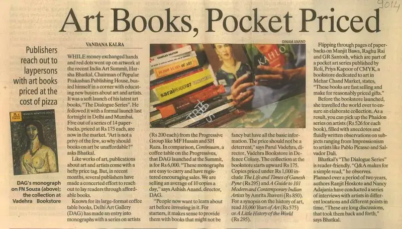 Vandana Kalra (Reporter), Art Books, Pocket Priced, 2011, Newspaper Clipping