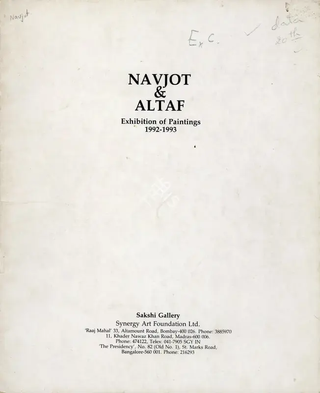 Sakshi Gallery (Organiser), Navjot & Altaf, 1993, Group Exhibition Catalogue