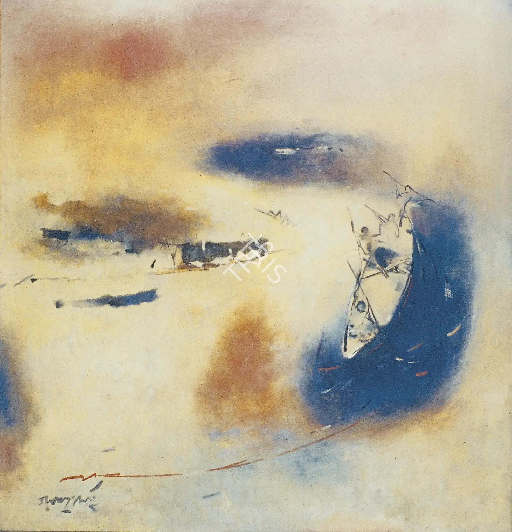 Ganesh Haloi (Artist), The Crocodile Hunt, 1969, Painting