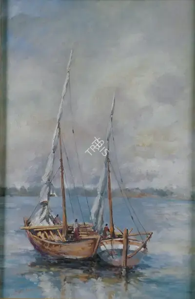 S.L. Haldankar (Artist), Sailing Boats, 1937, Painting