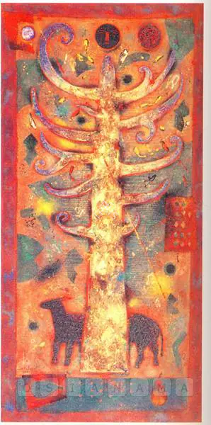 Baiju Parthan (Artist), Time Measured By The Forest We Have Eaten (Seed & The Tree), 1994, Painting