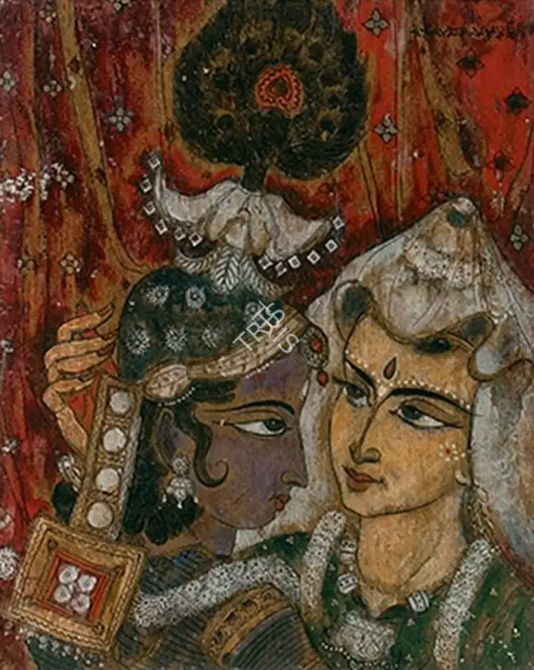 A.A. Almelkar (Artist), Radha and Krishna, 1956, Painting