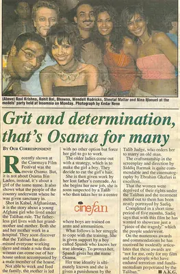 Anmol Kumar Gupta (Reporter), Grit and determination, that's Osama for many, 2003, Newspaper Clipping