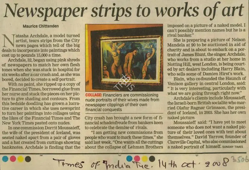 Maurice Chittenden (Reporter), Newspaper Strips to Works of Art, 2008, Newspaper Clipping