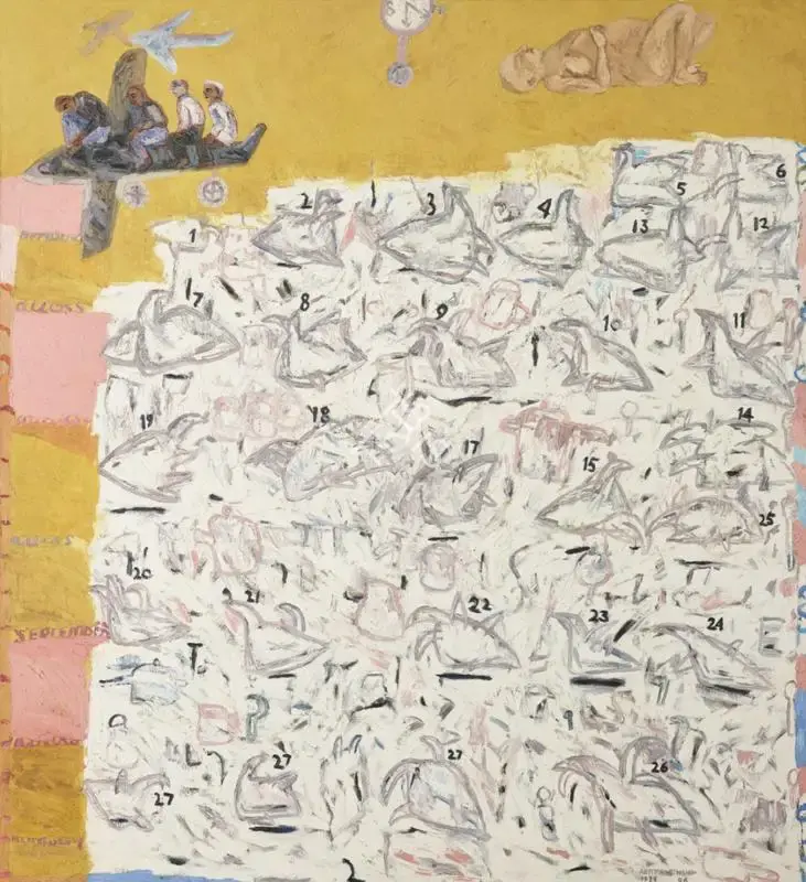 Arpita Singh (Artist), Twenty-seven Ducks of Memory, 1996, Painting