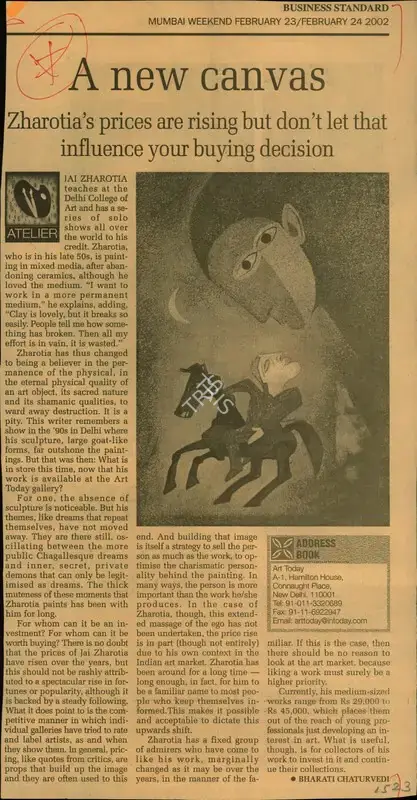 Bharati Chaturvedi (Reporter), A New Canvas, 2002, Newspaper Clipping