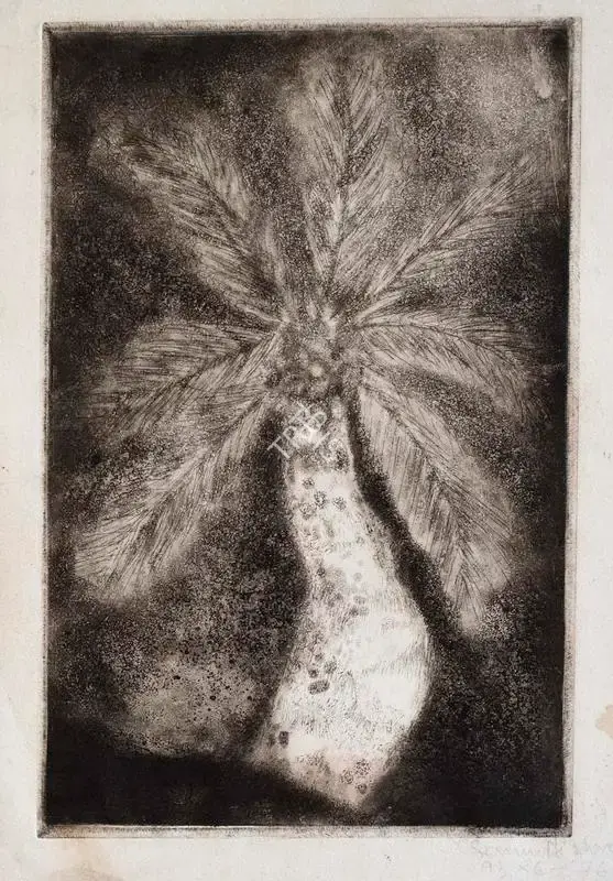 Somnath Hore (Artist), Untitled (Palm Tree), 1976, Graphic Art