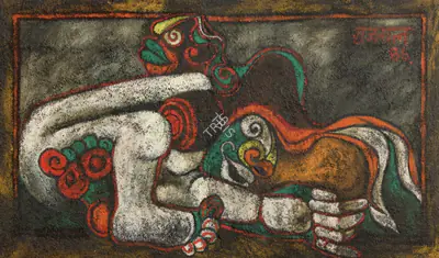 Gujral, Satish (Artist). Untitled, 1986 | Painting, Sa.Del/16.09.23, 2023 · Saffronart