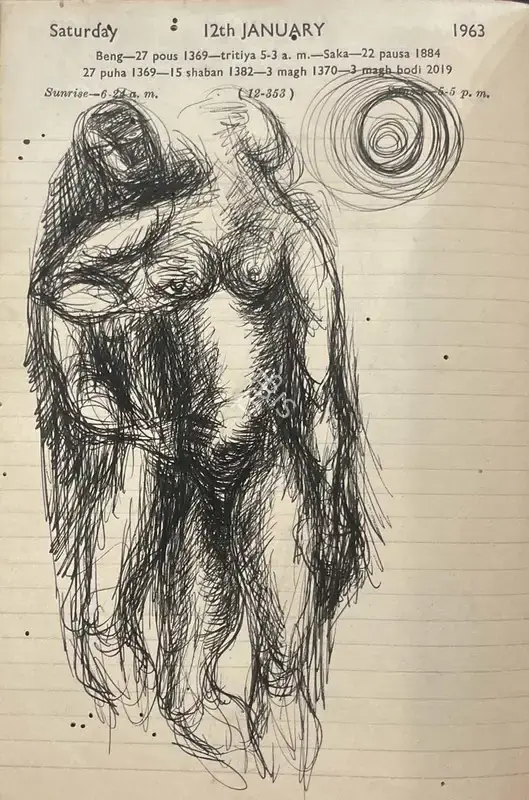 Nikhil Biswas (Artist), Untitled (Sketchbook), 1960, Drawing