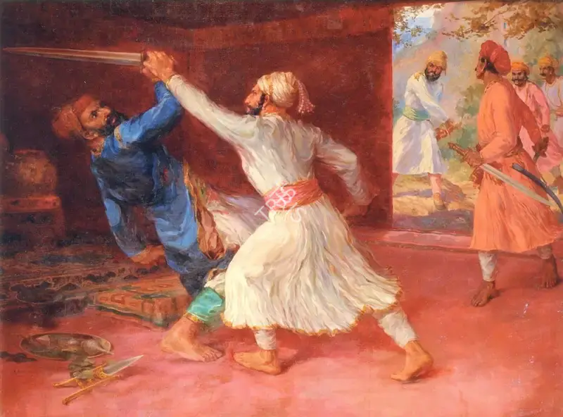 A.H. Muller (Artist), Shivaji And Afzal Khan, Painting