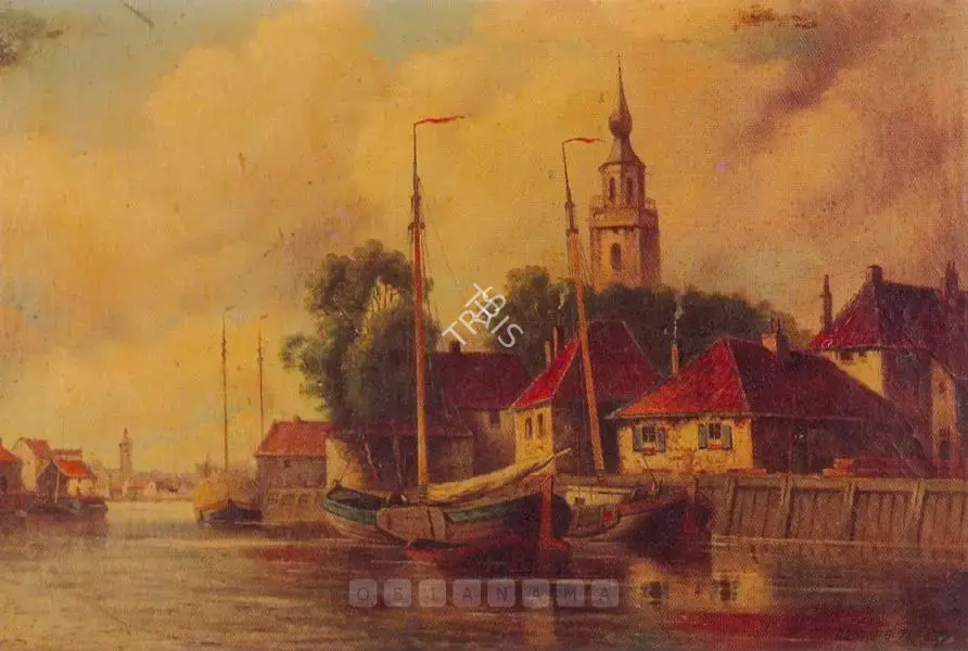 Henry G. Ilford (Artist), A Dutch Town Canal Scene, Painting