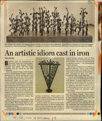 Veena Sandhu (Reporter), An Artistic Idiom Cast in Iron, 2006, Newspaper Clipping