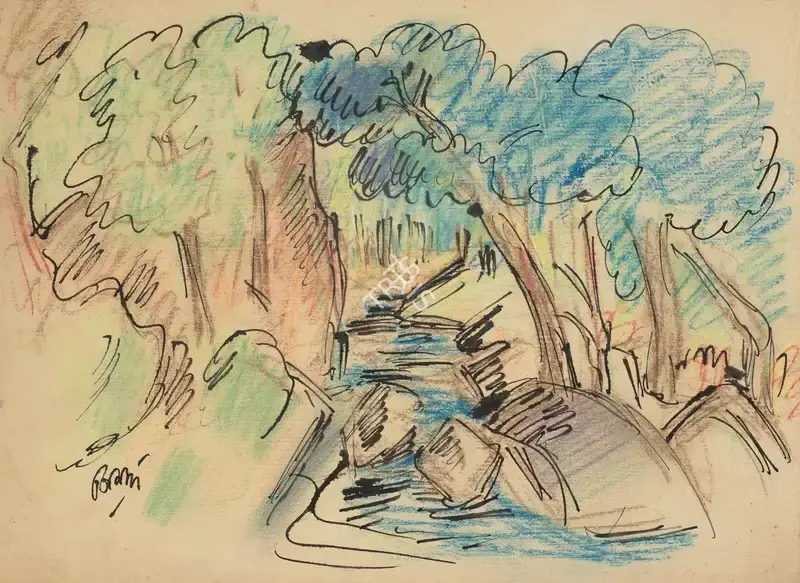 B.B. Mukherjee (Artist), Untitled (Landscape, Mussoorie), Painting