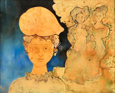 Sakti Burman (Artist), Les Enfant, 1974, Painting