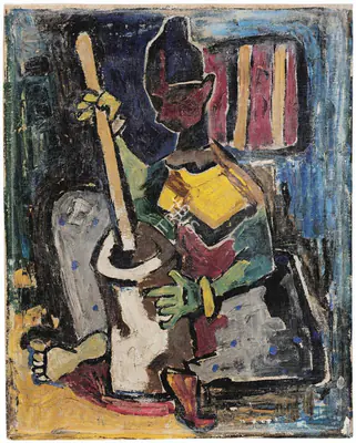 M.F. Husain (Artist), Untitled (Woman), 1951, Painting