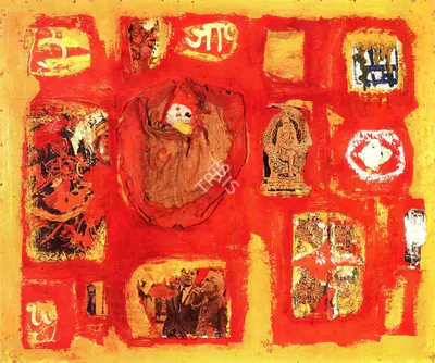 Khakhar, Bhupen P. (Artist). Wall of a Small Hindu Temple. Collage on Board, 1966 | Bhupen Khakhar 1934 - 2003, 2003 | Collage | FineArts | 00149815